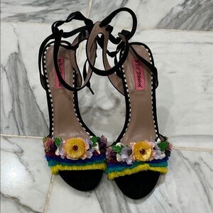 Betsey Johnson Black Floral Heels
